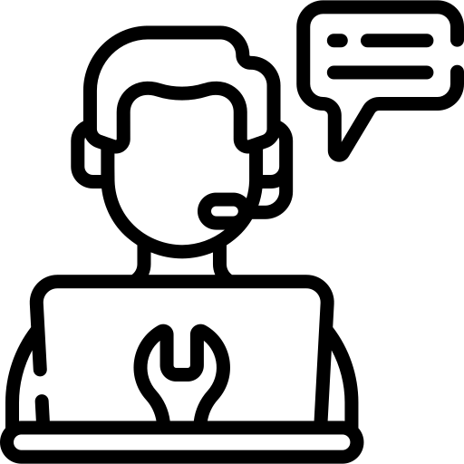 Technical support graphic with headset icon and text